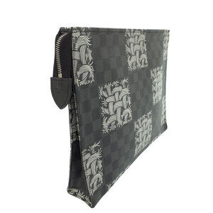 Louis Vuitton Damier Pochette Clutch Bag Black Voyage Graphite
